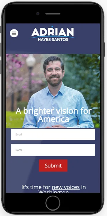 Candidate website on an iPhone