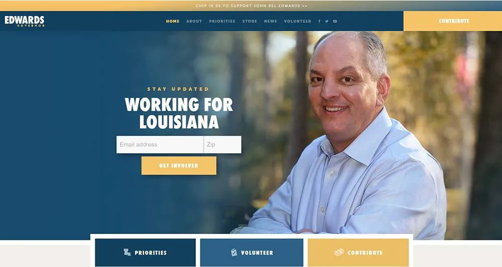 John Bel Edwards Campaign Website Header