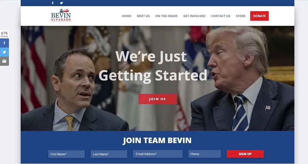 Matt Bevin Campaign Websites Header