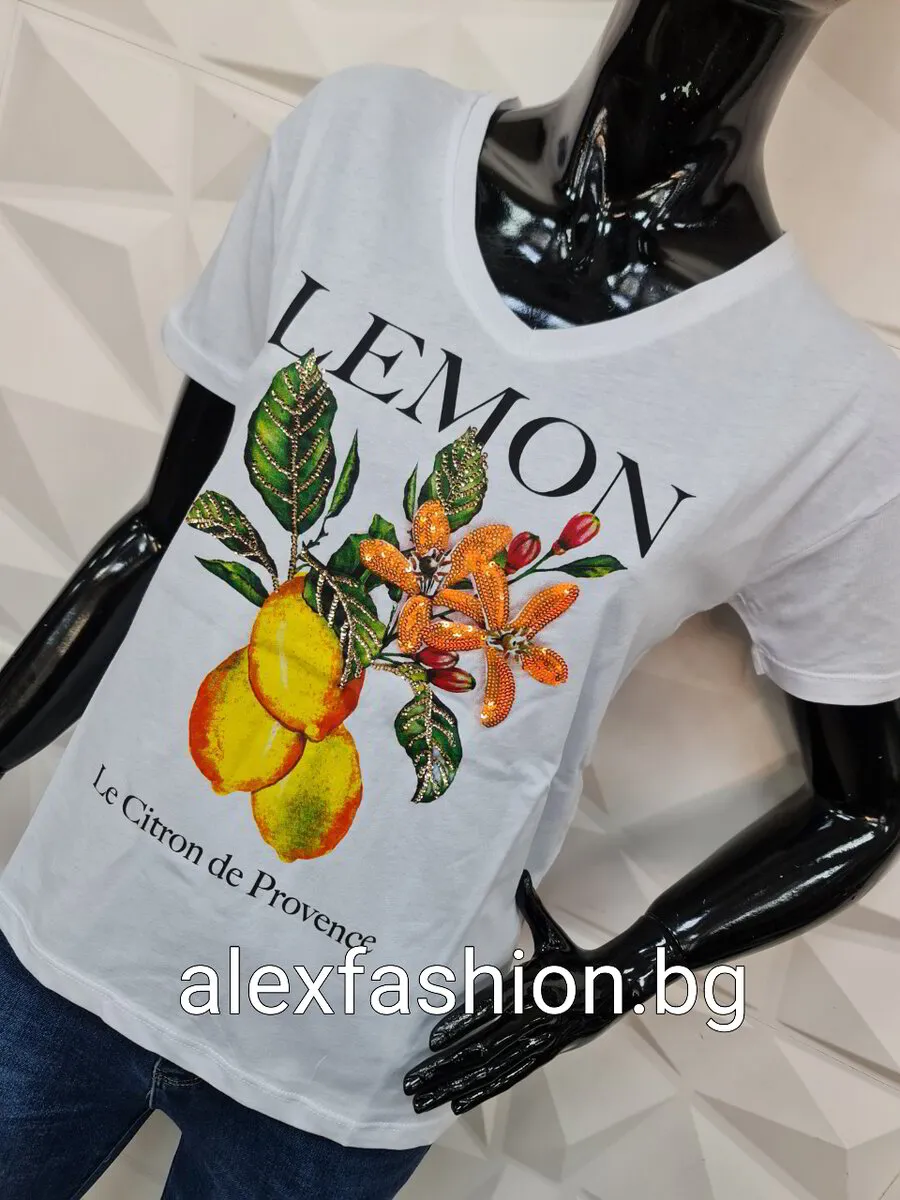 дамска памучна блуза лимони - 594