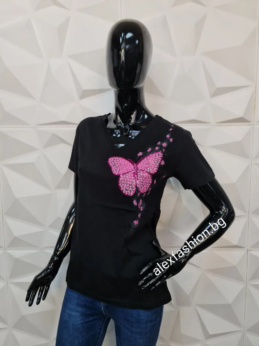 дамска памучна тениска пеперуда - 605