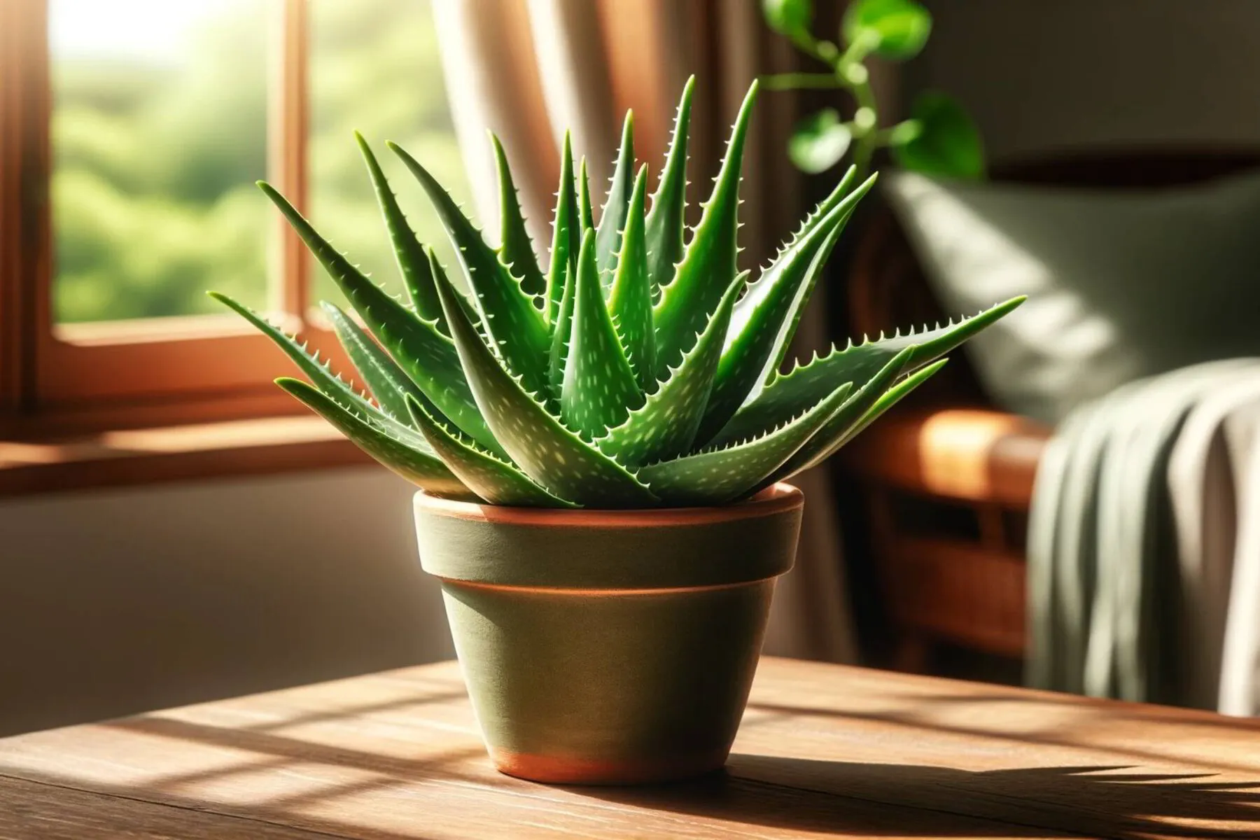 Aloe plant in a pot inside a house