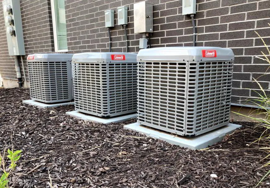3 AC outdoor units in a row aligned correctly