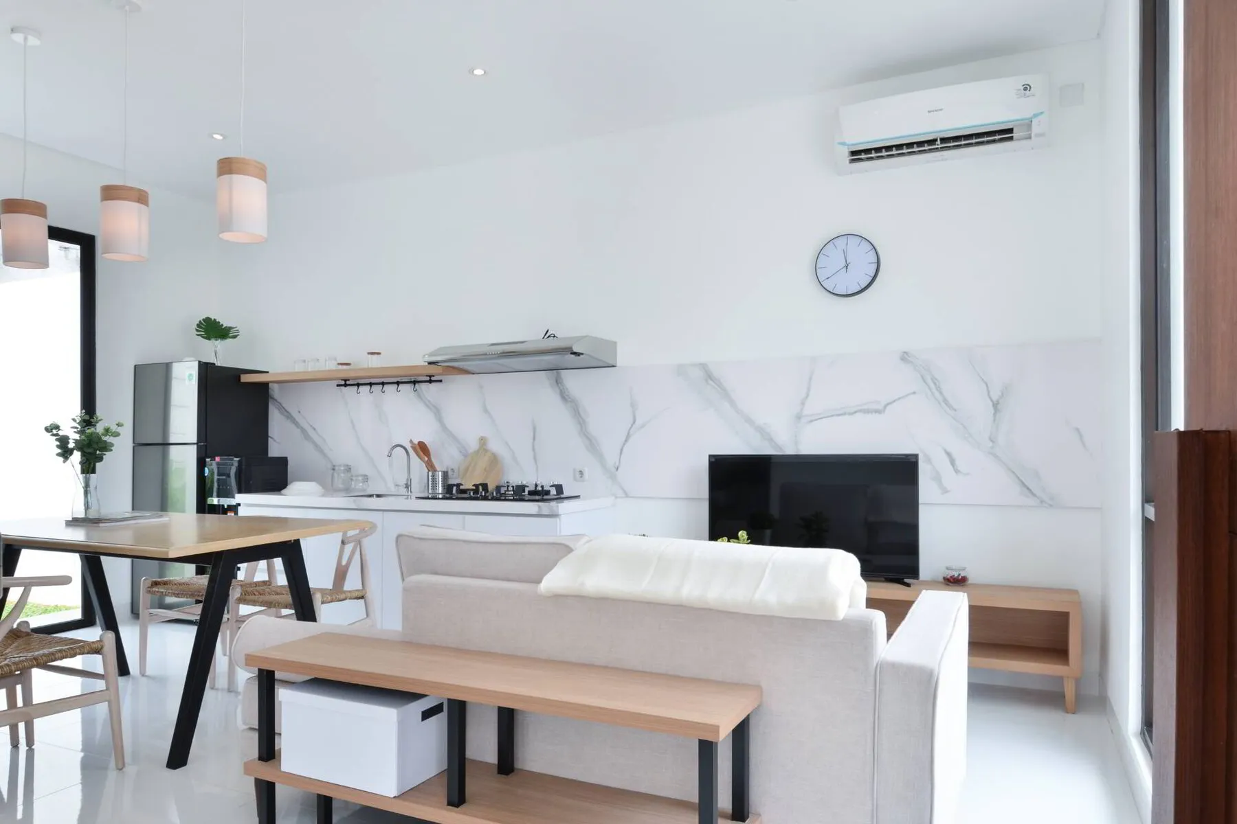Ductless heat pump in a modern home