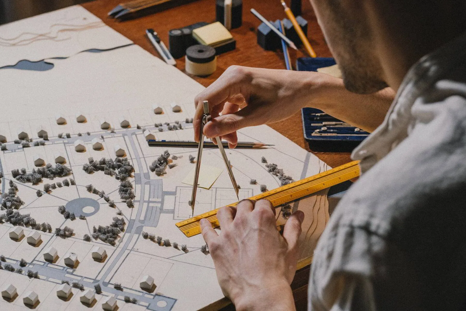 architect working on an architectural model
