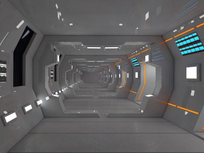 futuristic interior corridor