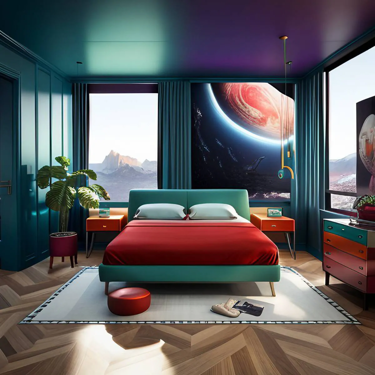 retro futuristic bedroom