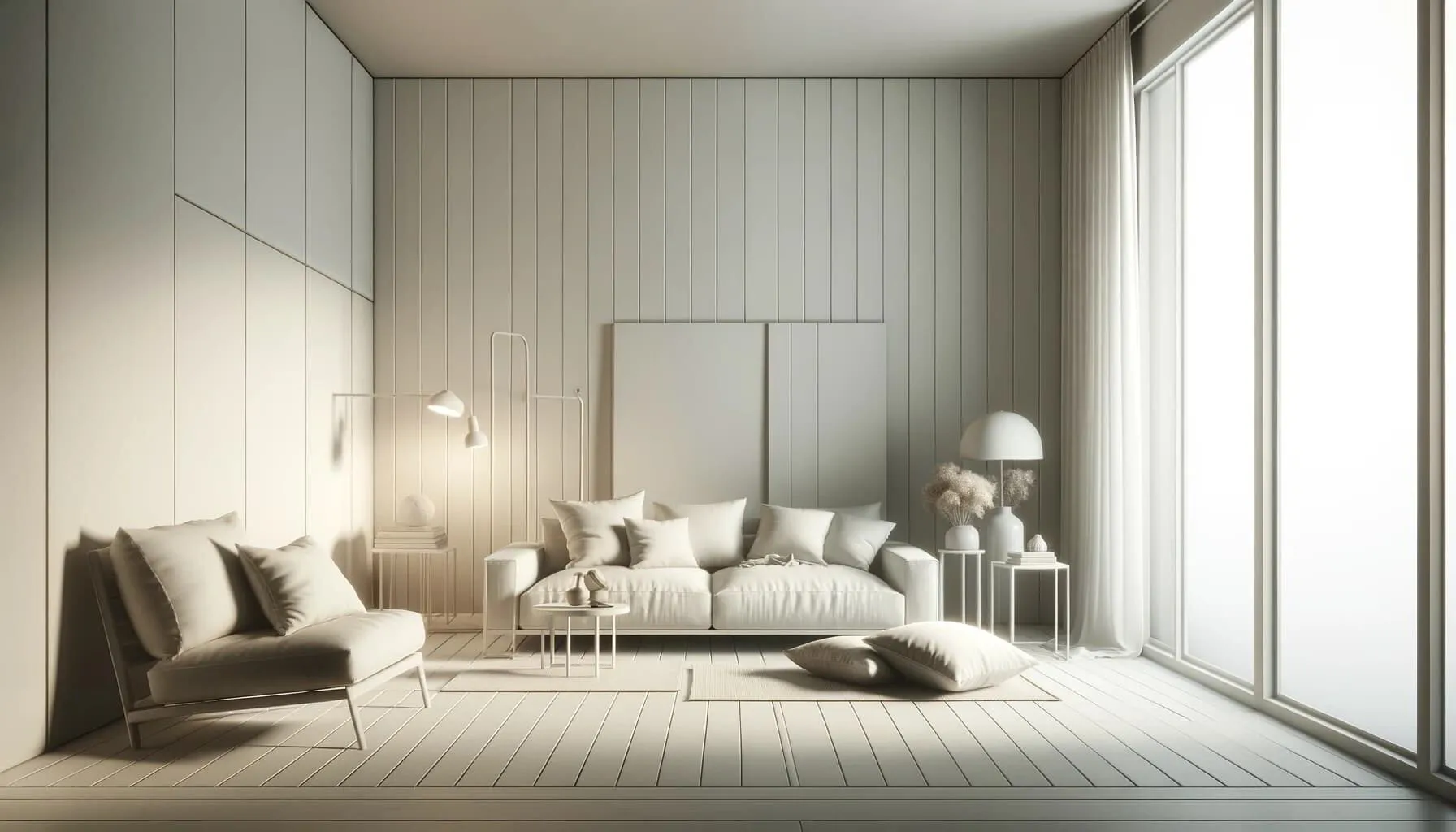 A minimalist interior design scene