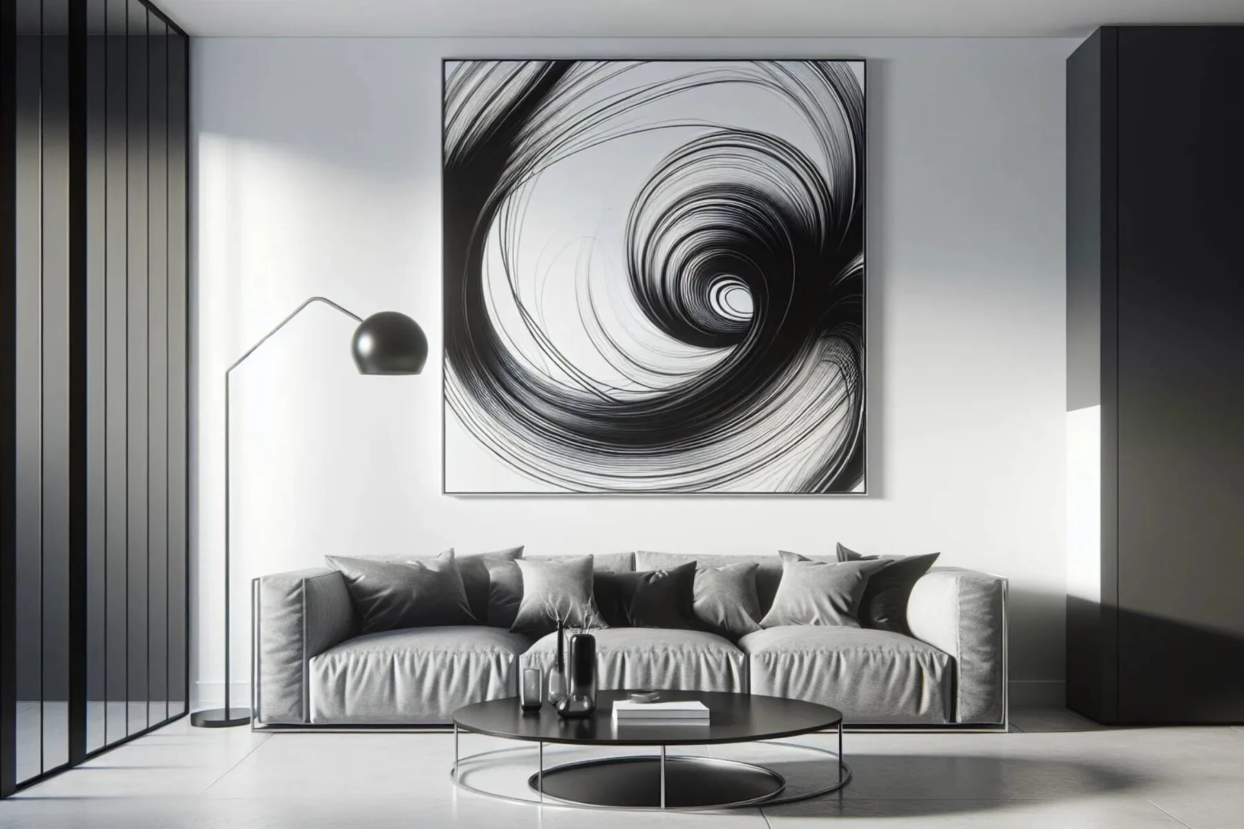 Large wall art in a modern living room