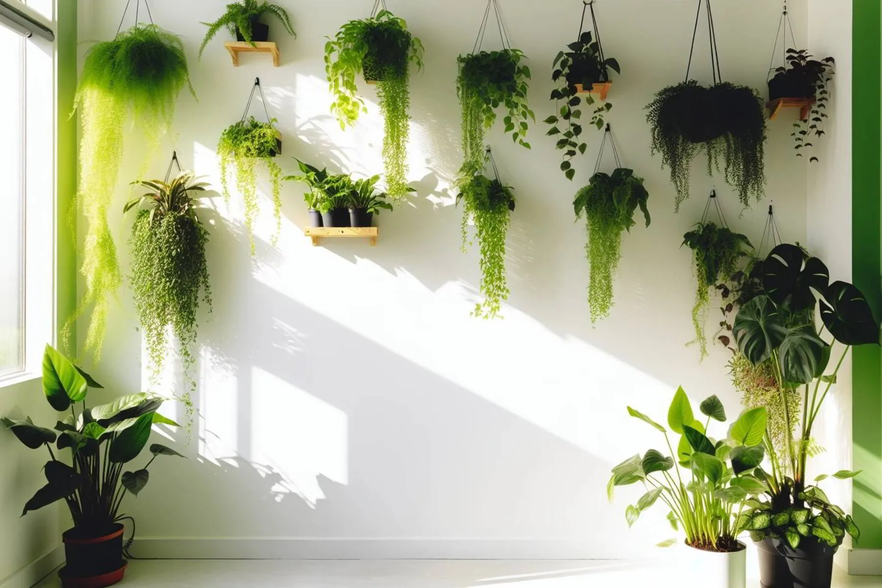 Plants as wall decor in a well lit room