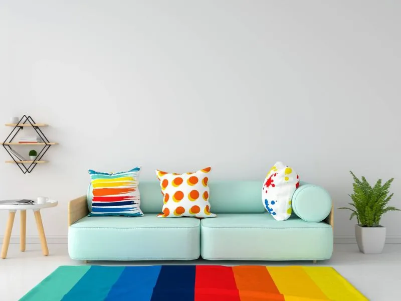 a range of colorful accessories in a living room