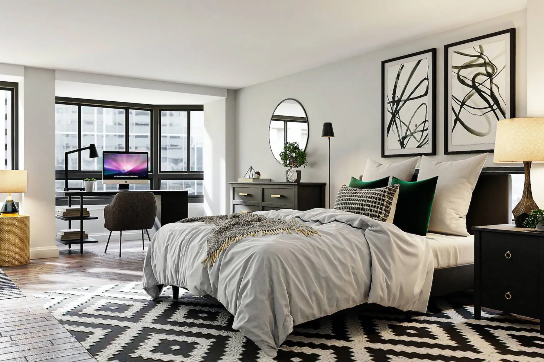 different mix patterns in a bedroom