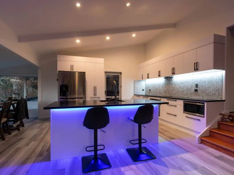 Modern kitchen with mood lighting