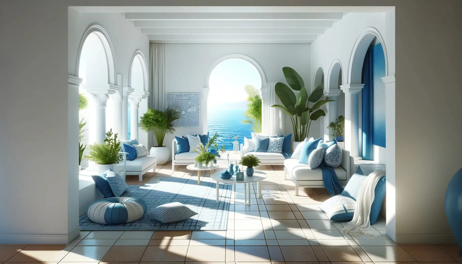 modern Mediterranean interior design scene
