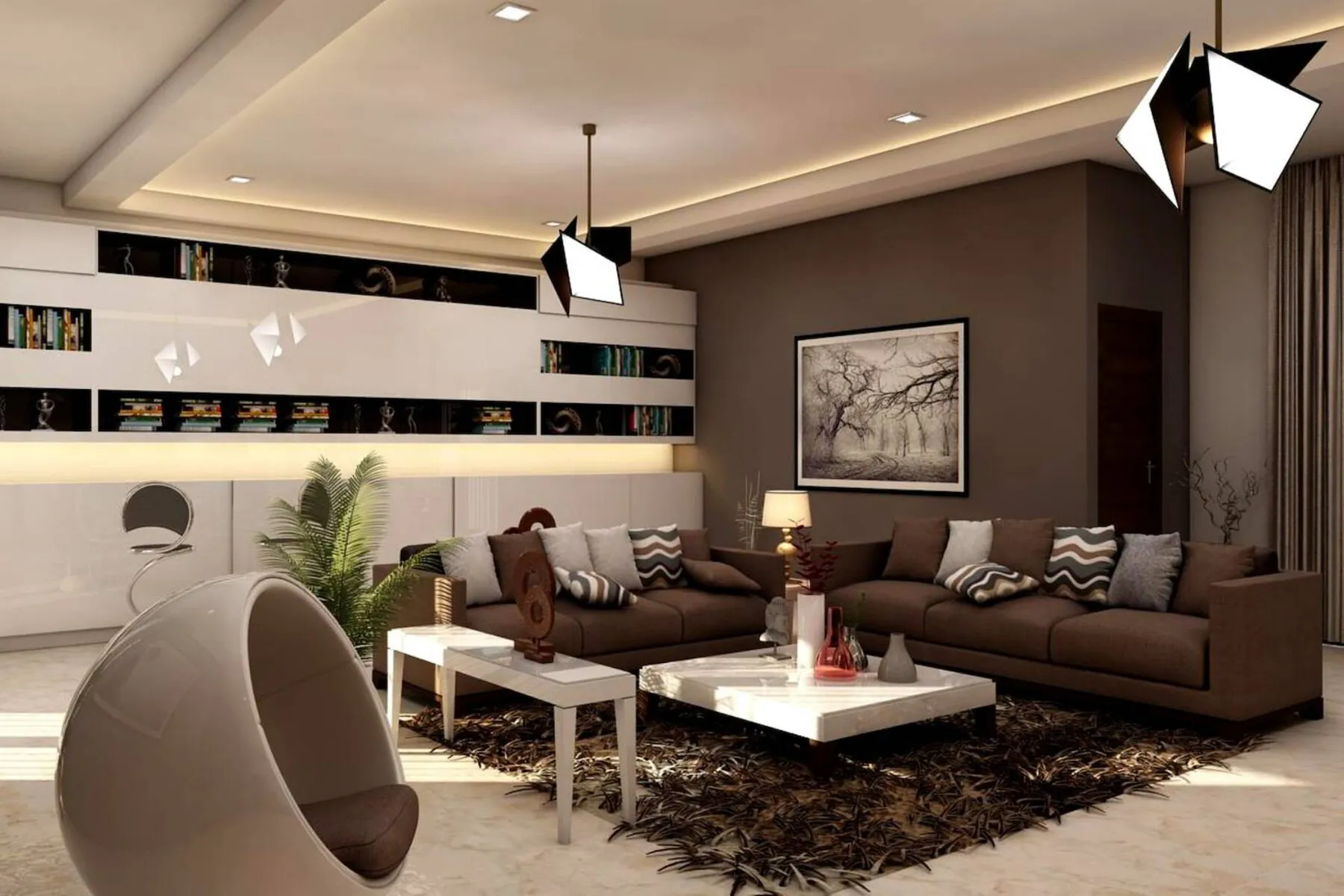 Modern living room using light as a design element