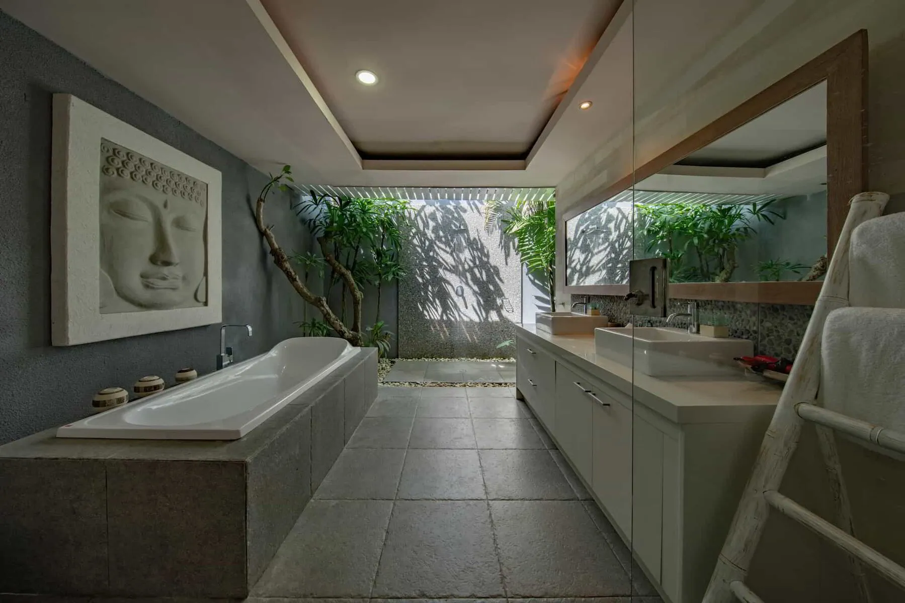 modern bathroom with plants