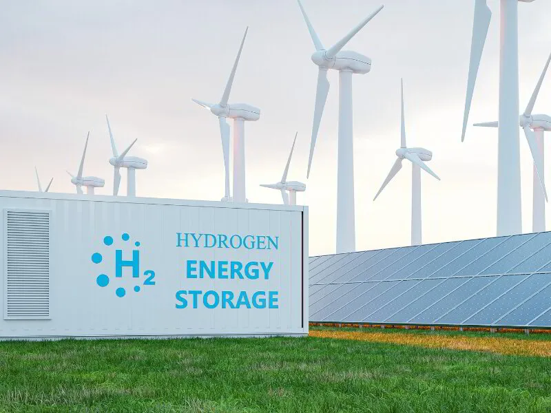 Hydrogen energy Storage next to a wind and solar farm
