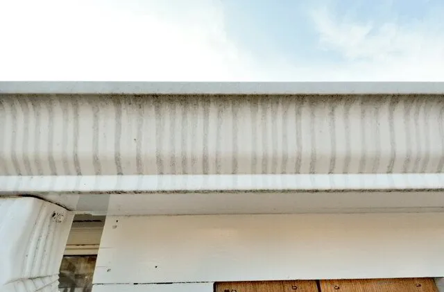 stains on gutters on outside of home