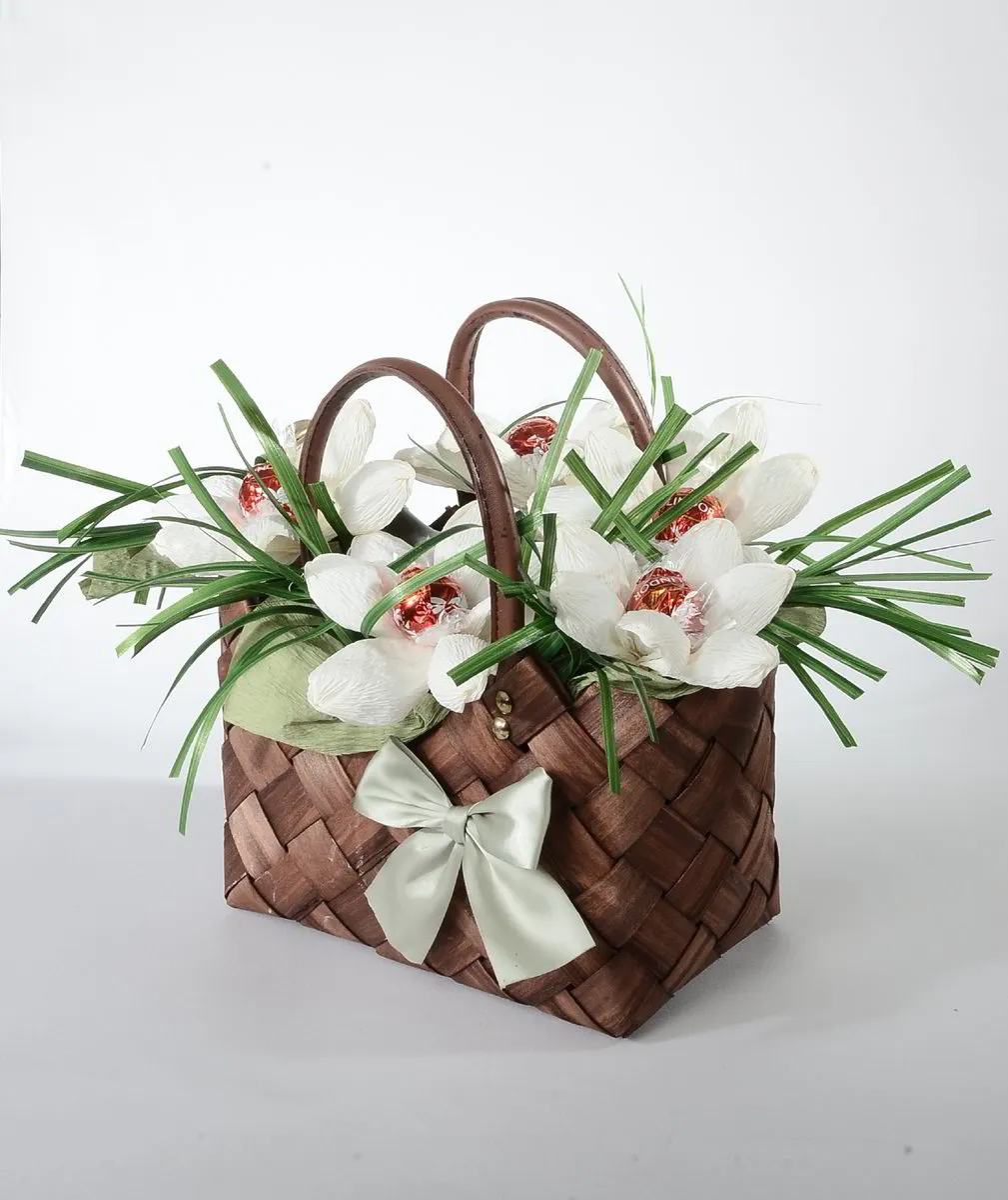 Luksus træ taske med blomster