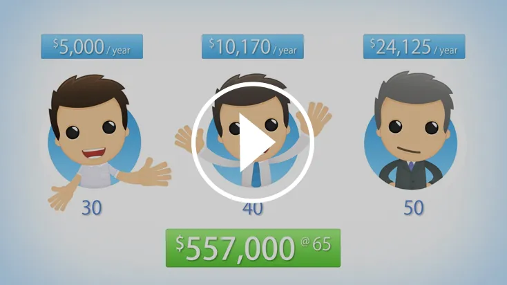 Video animation explaining the need to invest early for retirement savings