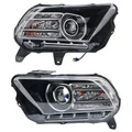MIZIAUTO Headlight Assembly for Ford Mustang 2013-2014 | HID/Xenon with LED DRL | Black Housing & Clear Lens (1 Pair)