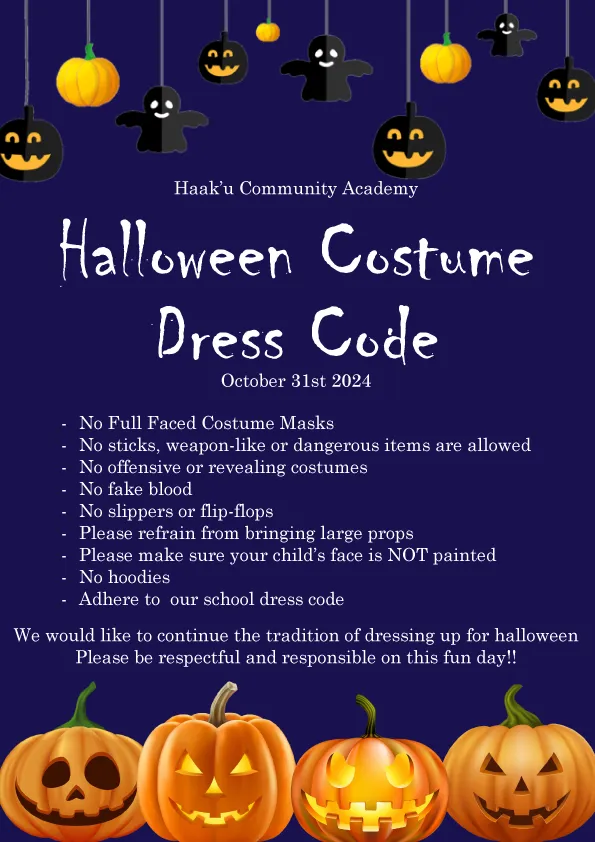 Halloween Costume Dress Code Reminder