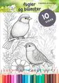 Fugler og blomster - 10 sider