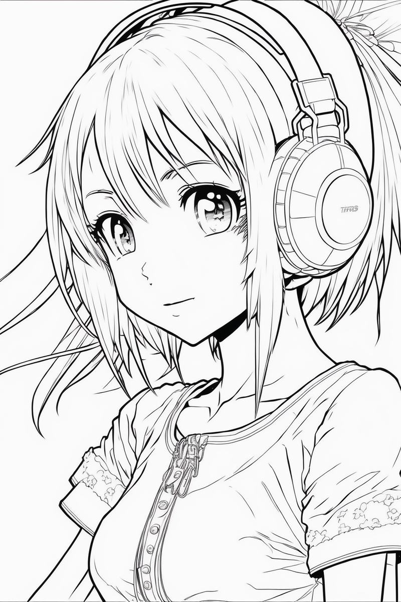 Anime Jente med headphones