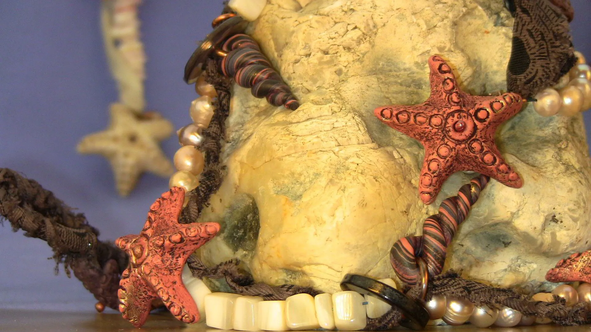Vol-052 Bohemian Beach Wrap Bracelet Starfish Shell Beads Earrings Jewelry