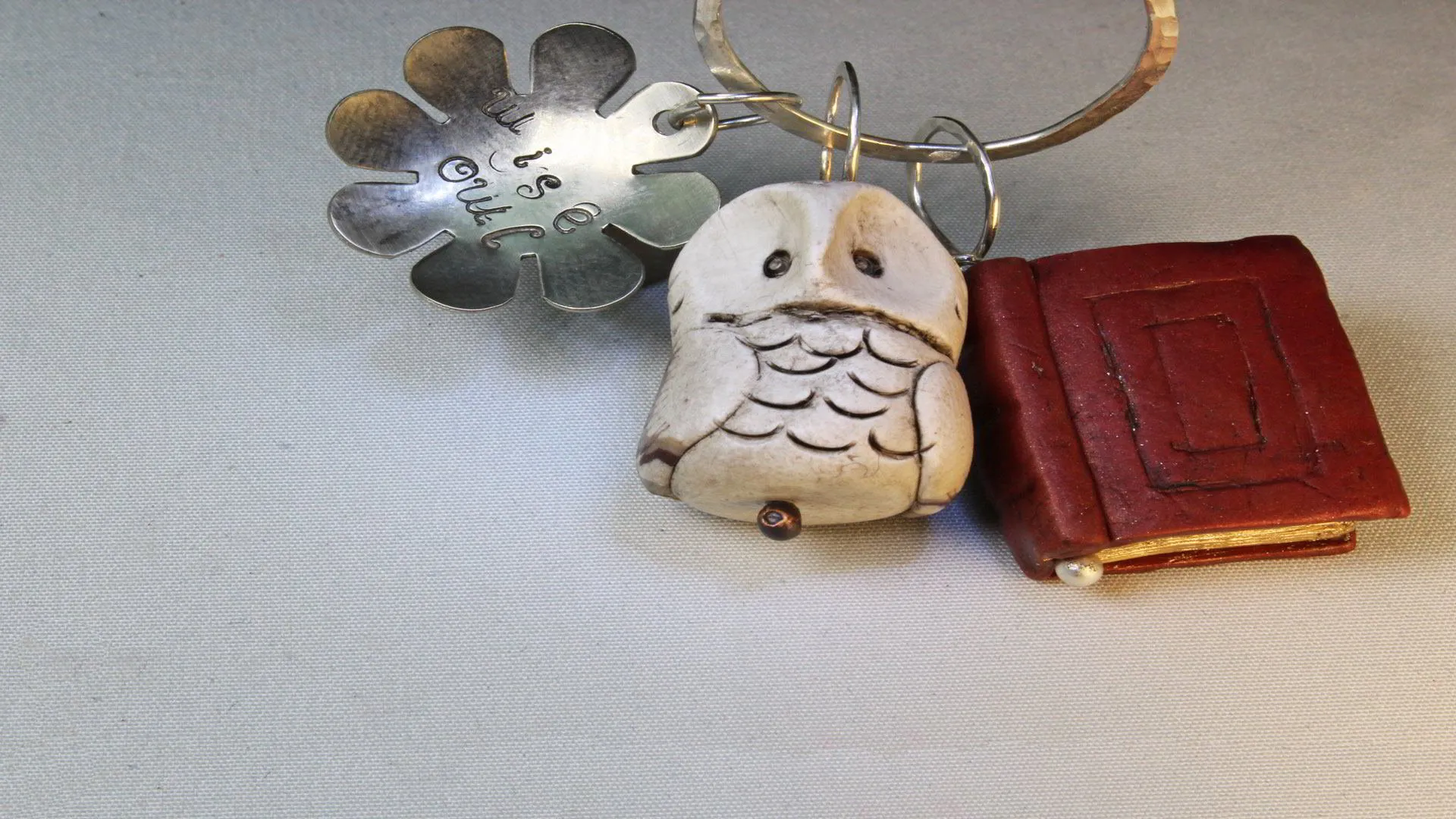 Vol-064 Owl Charm Holder Necklace Wire Book Bead Metal Stamp Jewelry