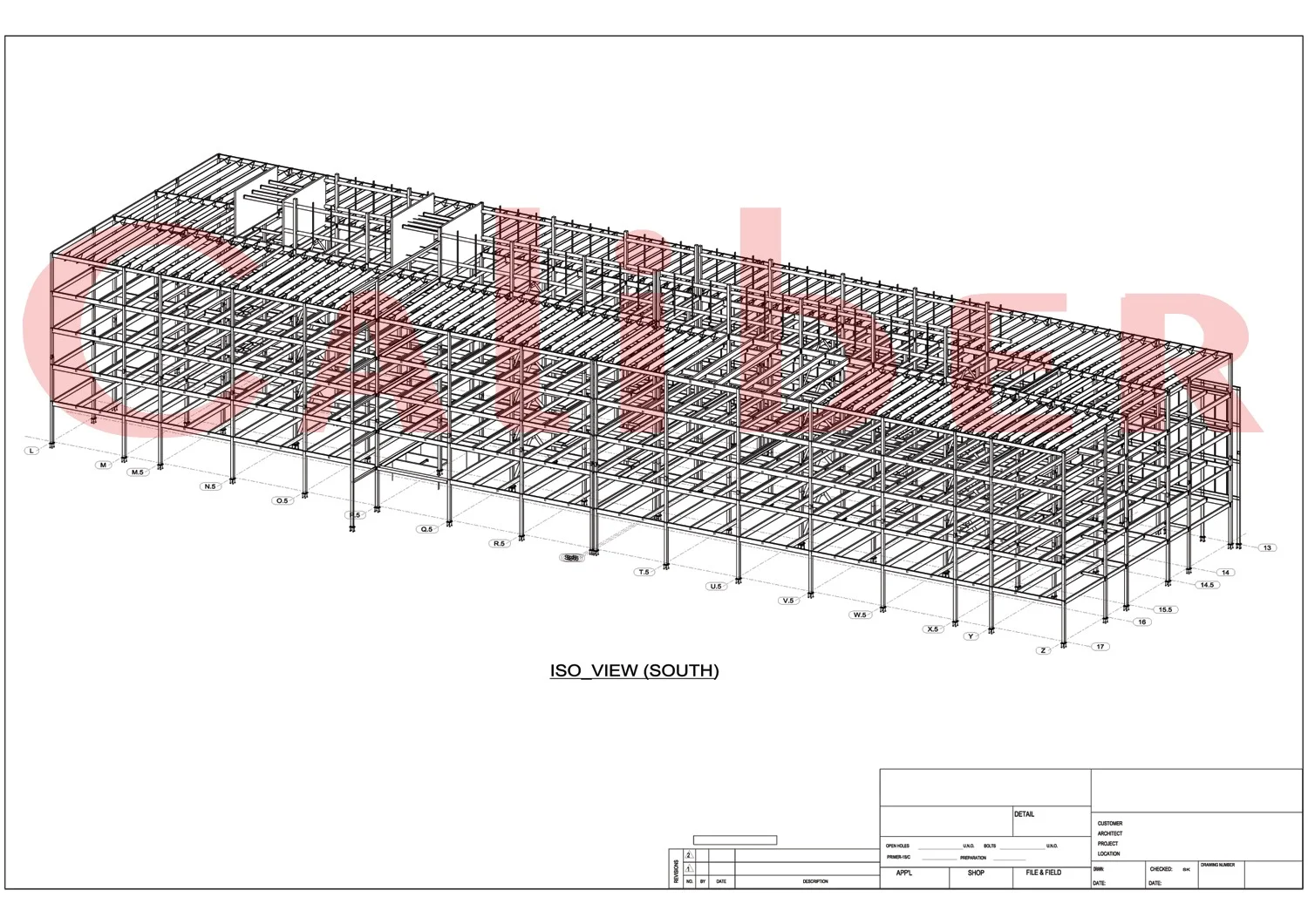 Structural Framework Isometric View Simple Caliber Tech Solutions | Structural Steel Detailing Services & BIM Modeling
