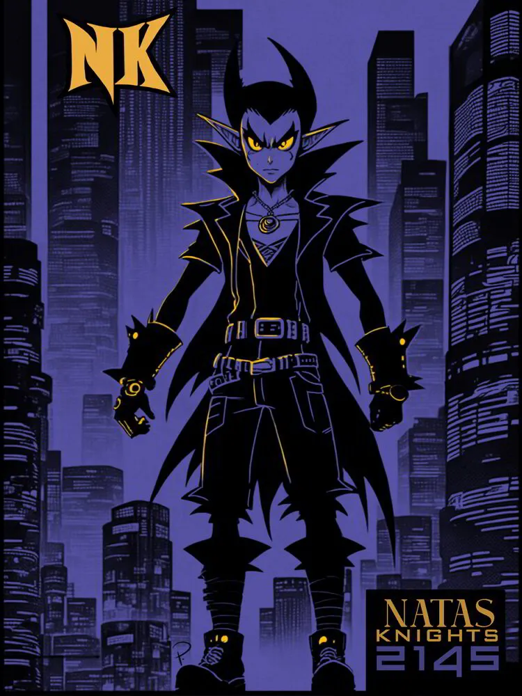 Natas Knights web3 nft poster Cityscape night anime