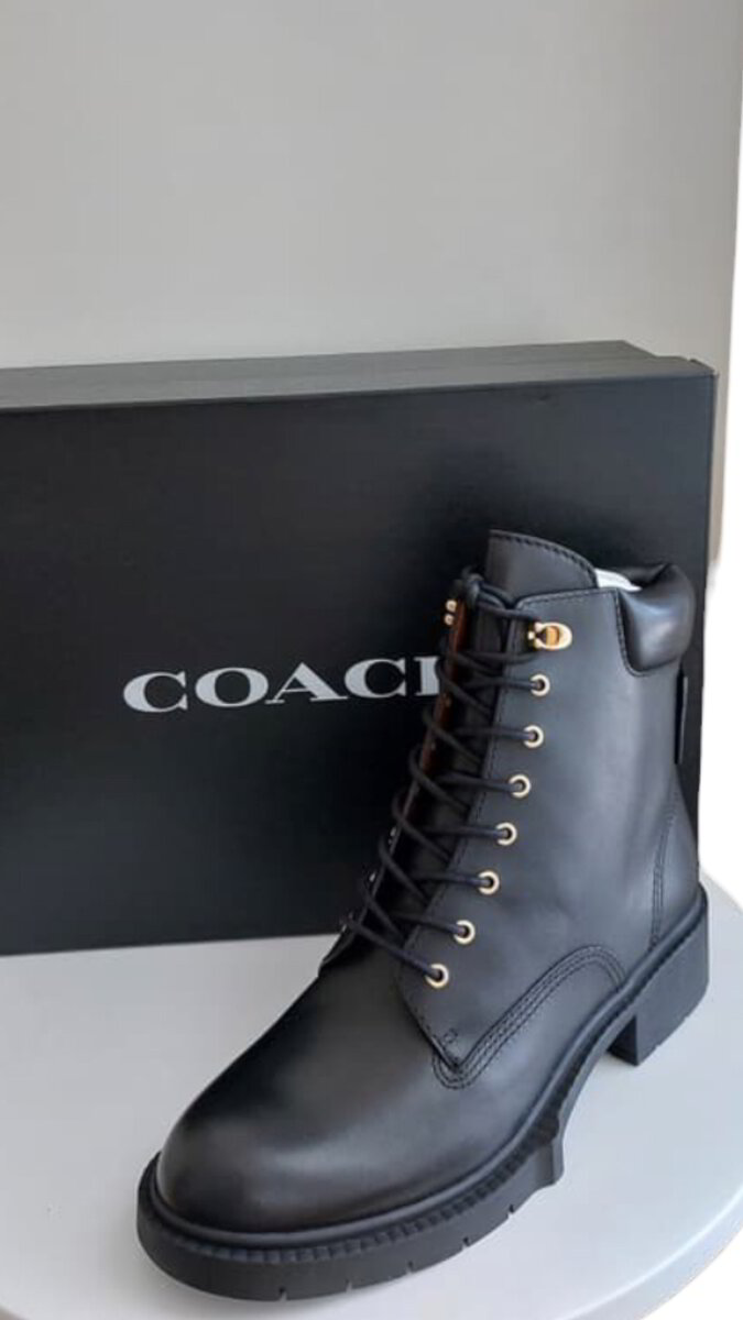 Coach Leather Combat Lorimer Booties.