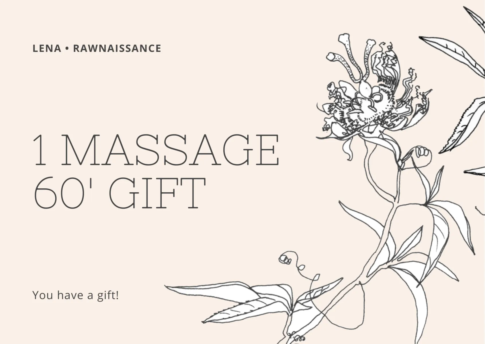Gift Card | 60' Massage Session | VALID 6 MONTHS