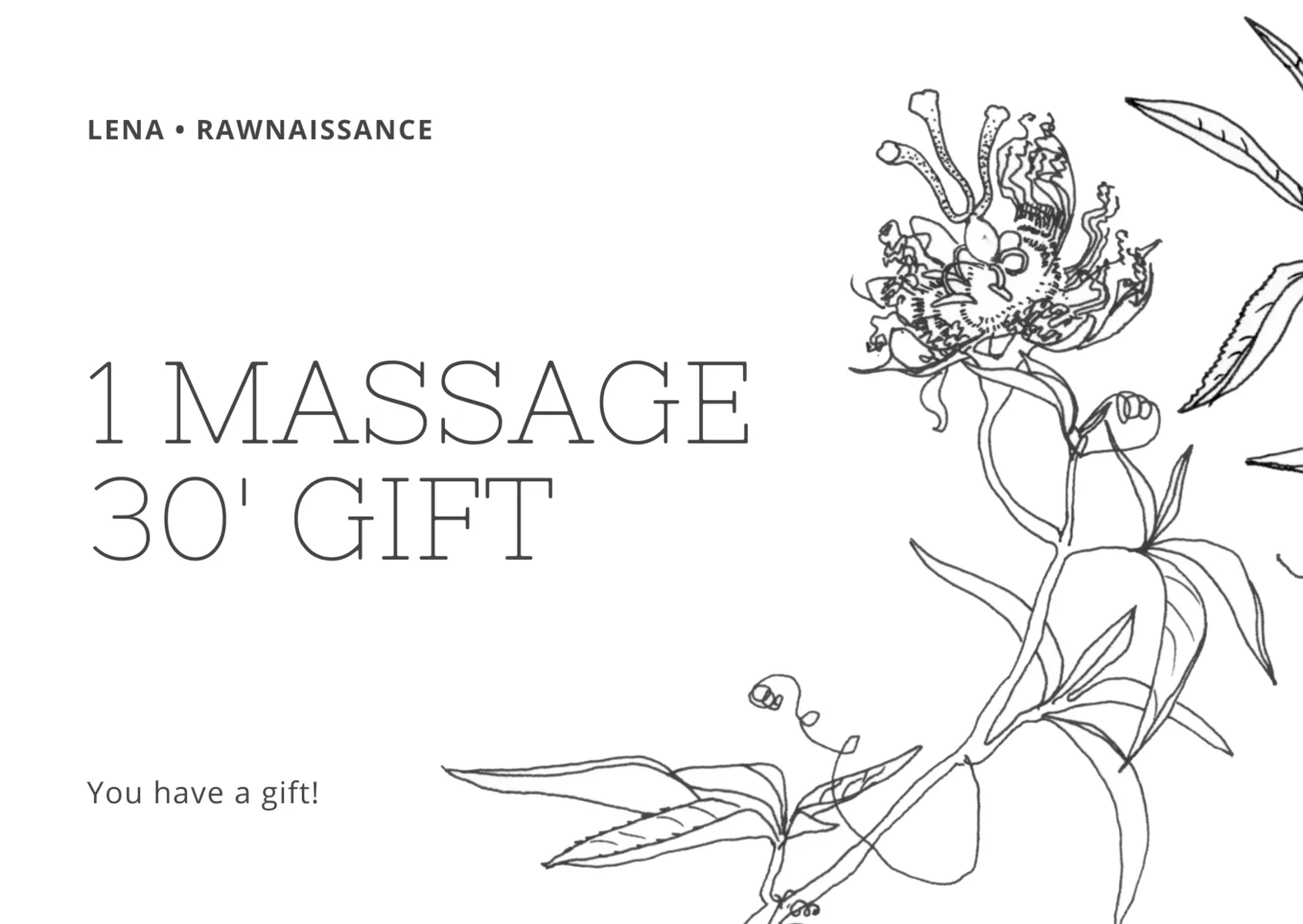 Gift Card | 30' Massage Session | VALID 6 MONTHS