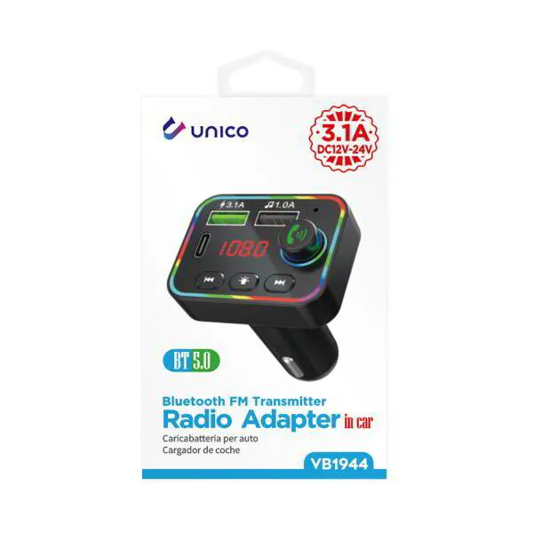 Unico Bluetooth Wireless 5.0 Trasmettitore FM Adattatore USB auto r