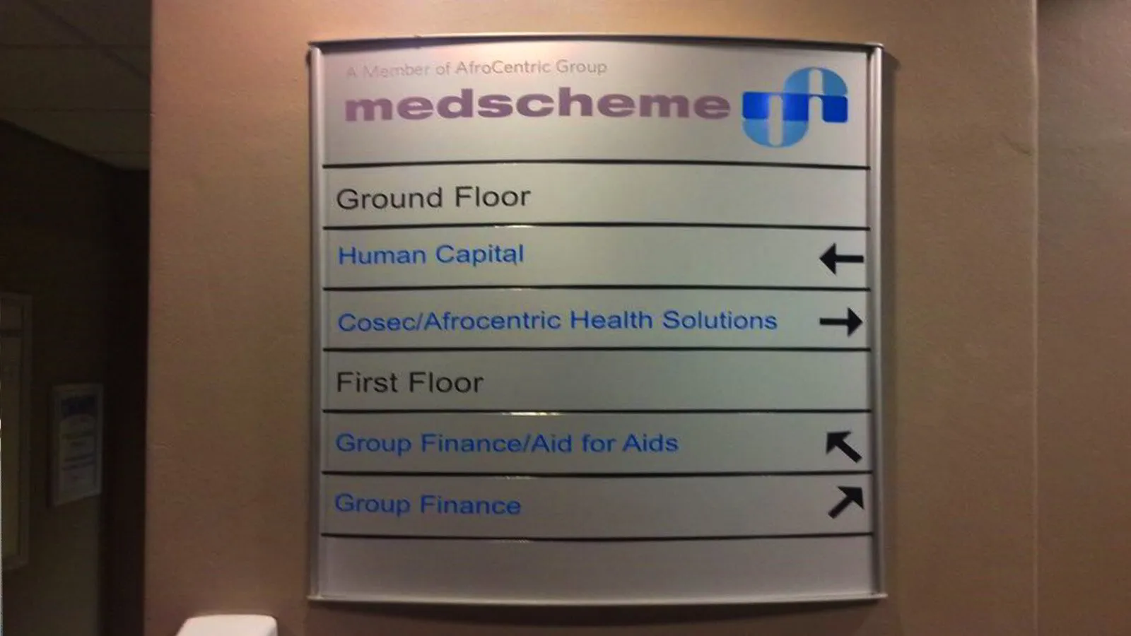 Wayfinding signage of Medscheme Building