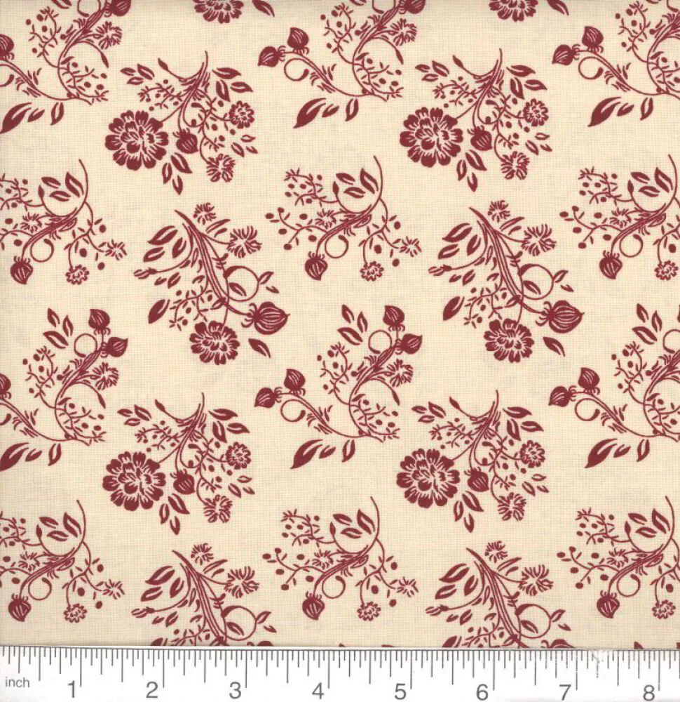 Vintage - Tan with large Burgundy Flowers