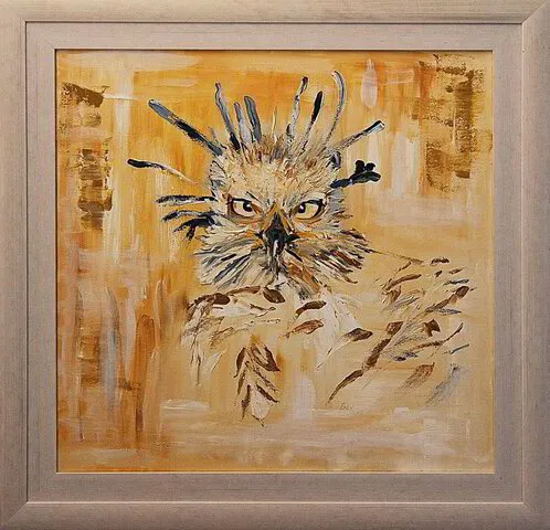 Bev Annegarn Art - Secretary Bird IV. Oil on stretched canvas