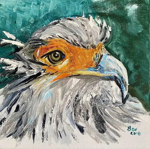 Bev Annegarn Art - Giant Kingfisher. Oil on canvas