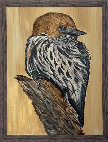 Bev Annegarn Art - Lesser Striped Swallow. Oil on canvas