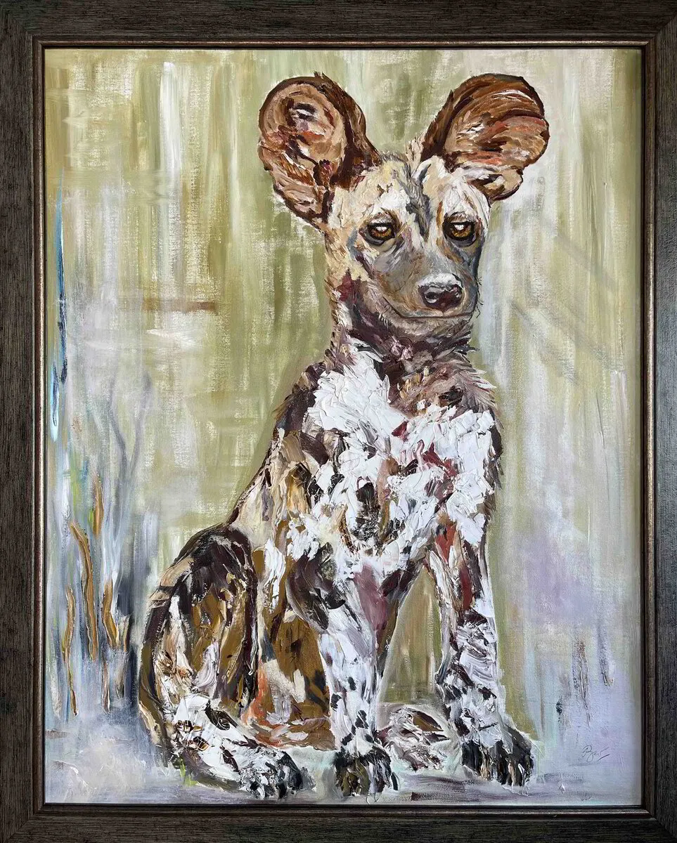 This painting of the African wild dog represents my series of paintings called Pula