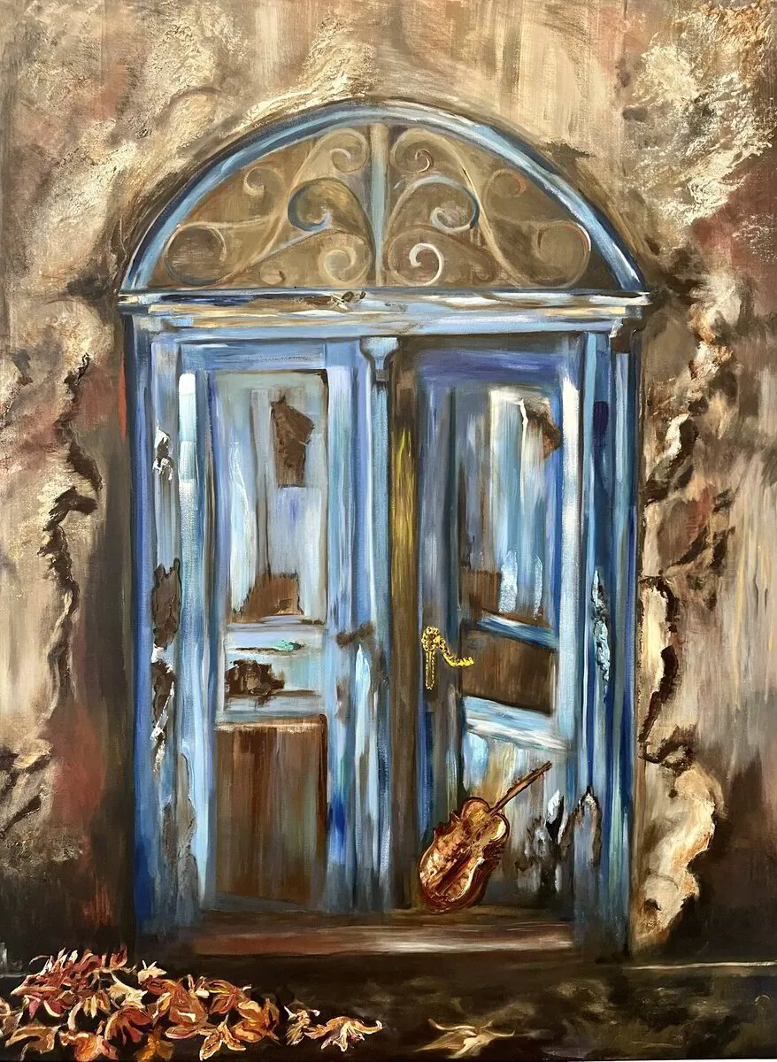 Bev Annegarn Art Seismic Series Painting of open door called Paganini's Door