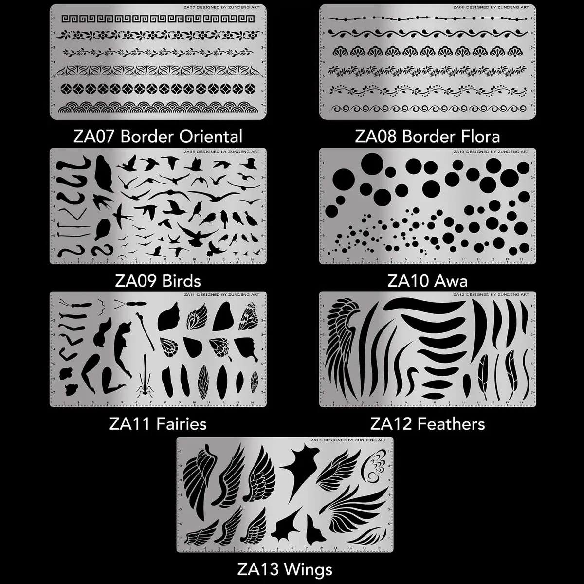 Stainless Steel Pastel Nagomi Art Stencil Selection ZA07 - ZA13