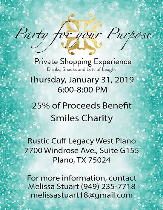 Rustic Cuff Party Benefits Smiles Charity 1/31/19