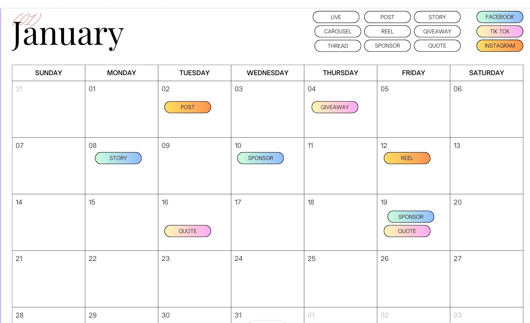 Content Calendar Planner - Canva Template