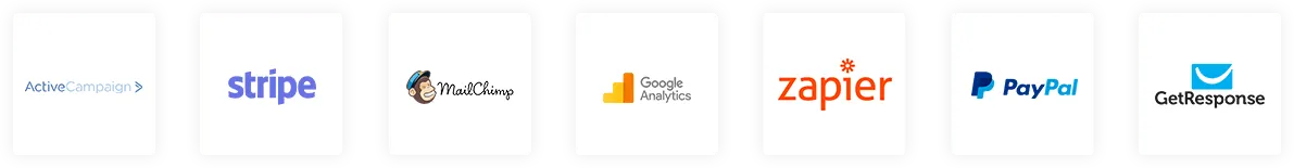 Mail Chimp Stripe Google Analytics Zapier PayPal 