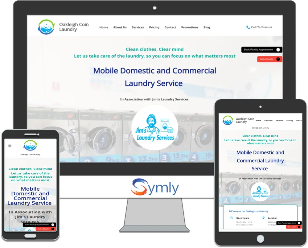 Oakleigh coin laundry website design and build by Symly