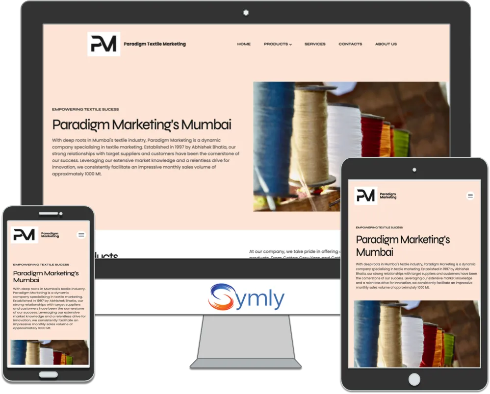 Textile marketing website built by Symly