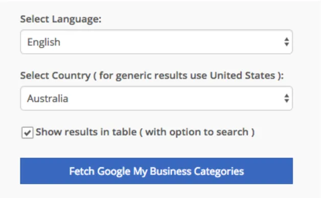 Fetch Gooble My Business Categories